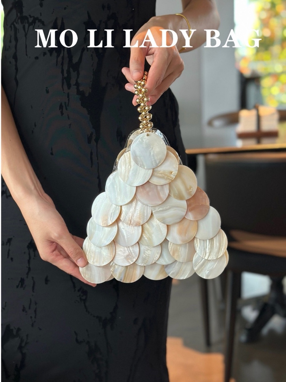 A Classy Chic Boutique Iridescent Pearl Shell Disc Wristlet - Picture 2 of 6